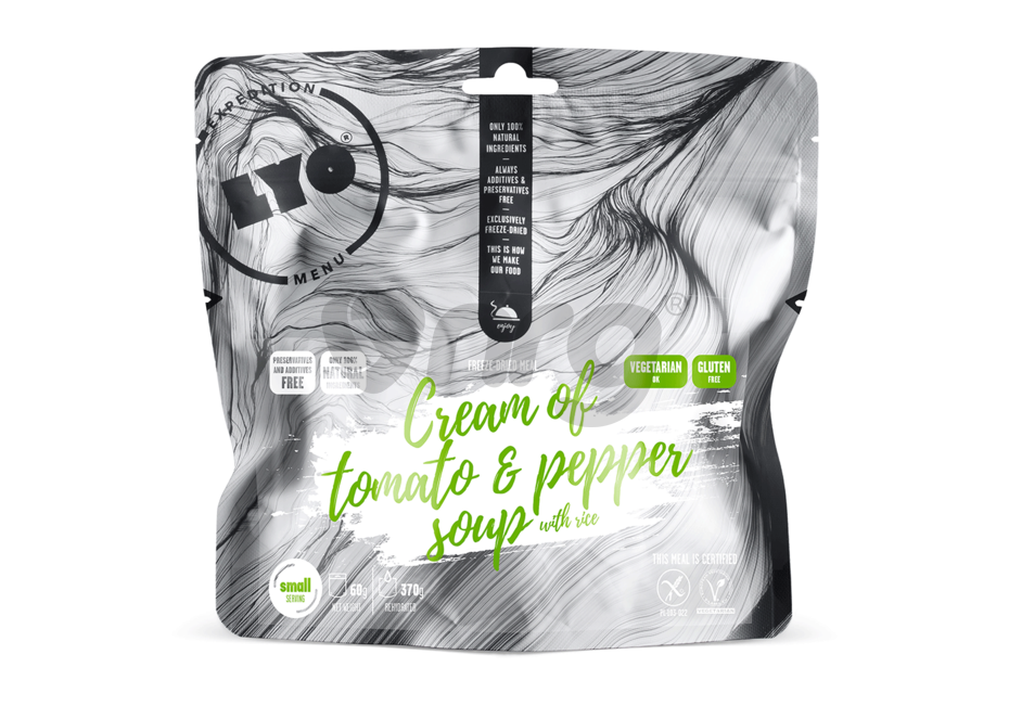 LyoFood Supa crema de rosii si ardei cu orez 370g vegetariana