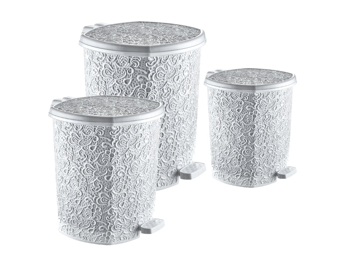 Set gos gunoi cu pedala 3 piese Dantela, 6L, 11L, 20L 2