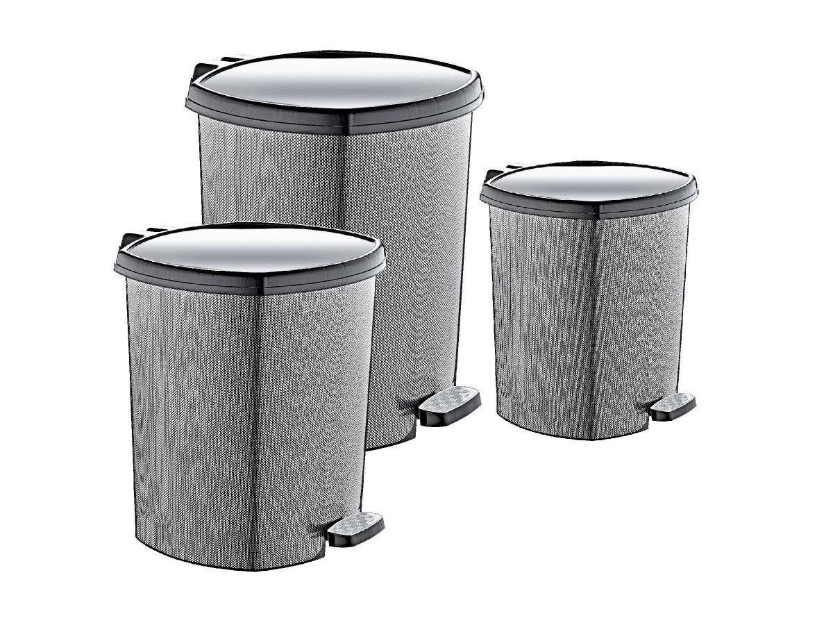 Set gos gunoi cu pedala 3 piese Metalic, 6L, 11L, 20L 2