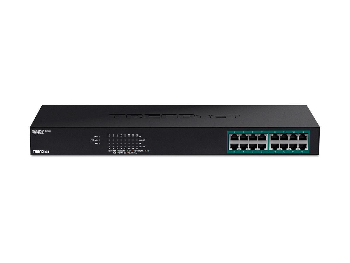 Switch 16 porturi Gigabit PoE+ 246W - TRENDnet
