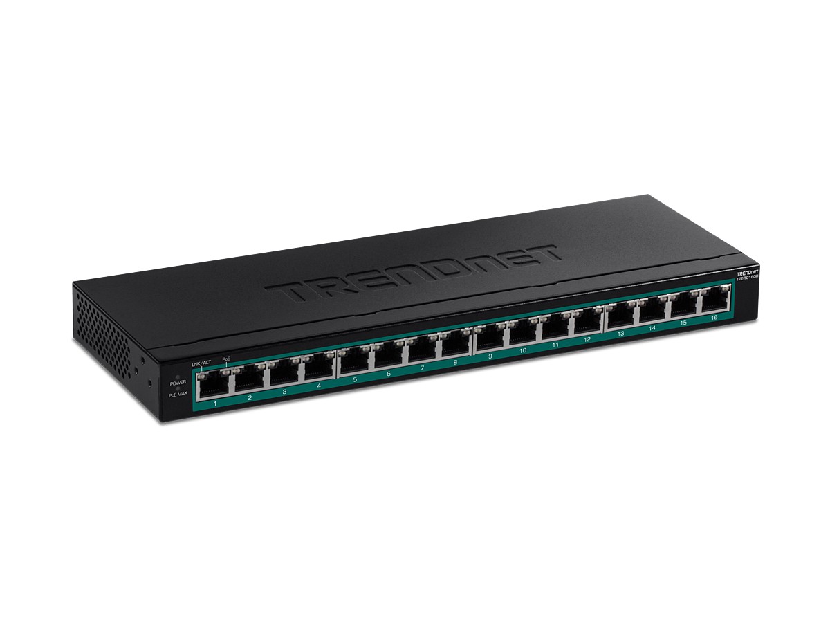 Switch 16 porturi Gigabit PoE/PoE+ 123W - TRENDnet
