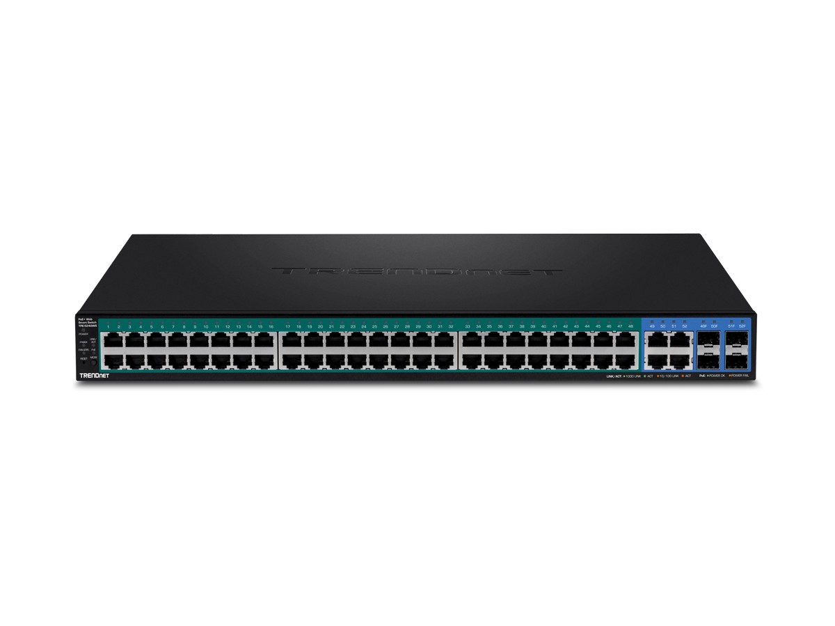 Switch 52 porturi Gigabit Web Smart, 48 x PoE+, 4 x Gigabit/SFP - TRENDnet