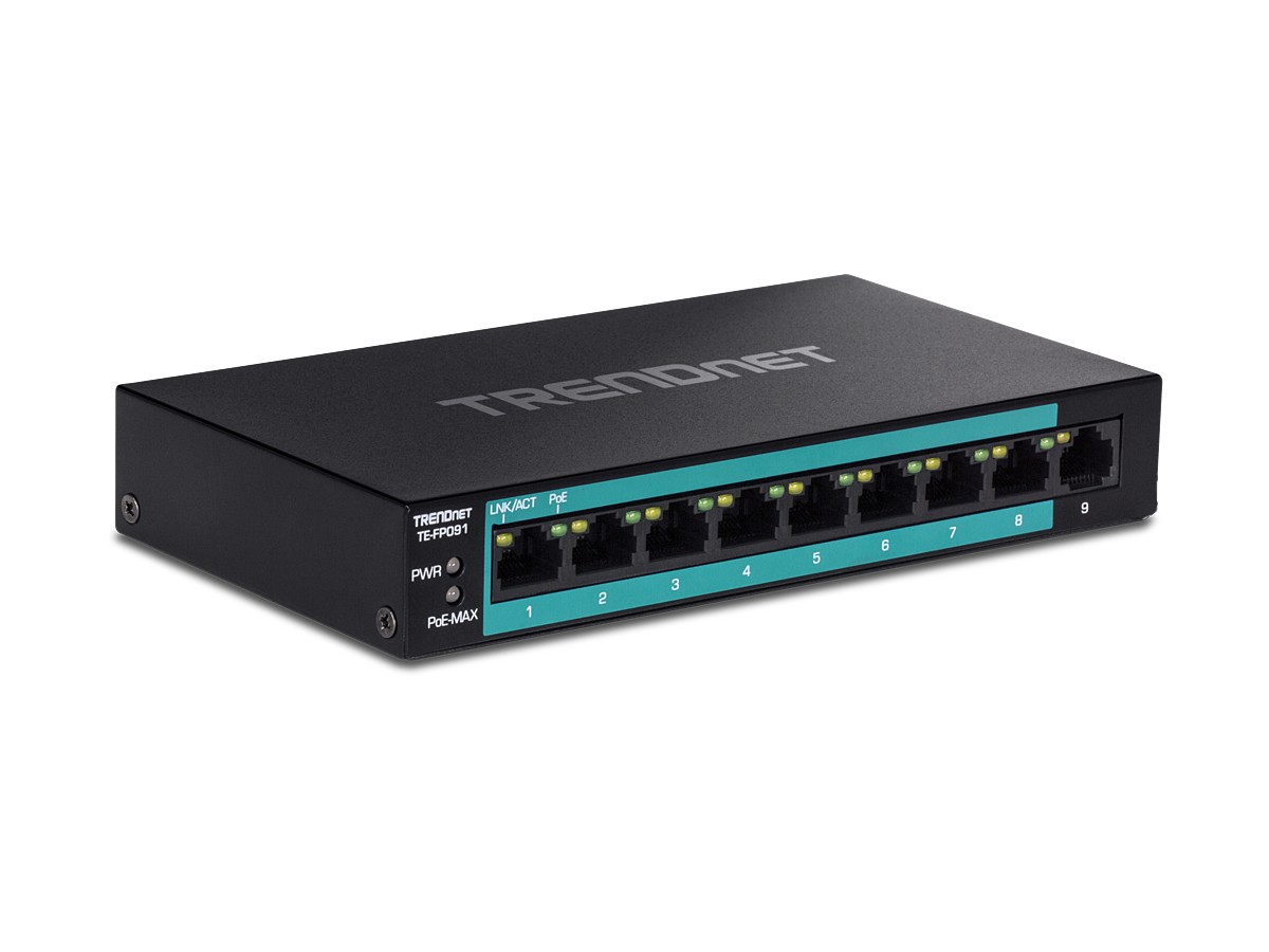 Switch 8 porturi Fast Ethernet Long Range 250m PoE+ 60W, 1 port Fast Ethernet - TRENDnet