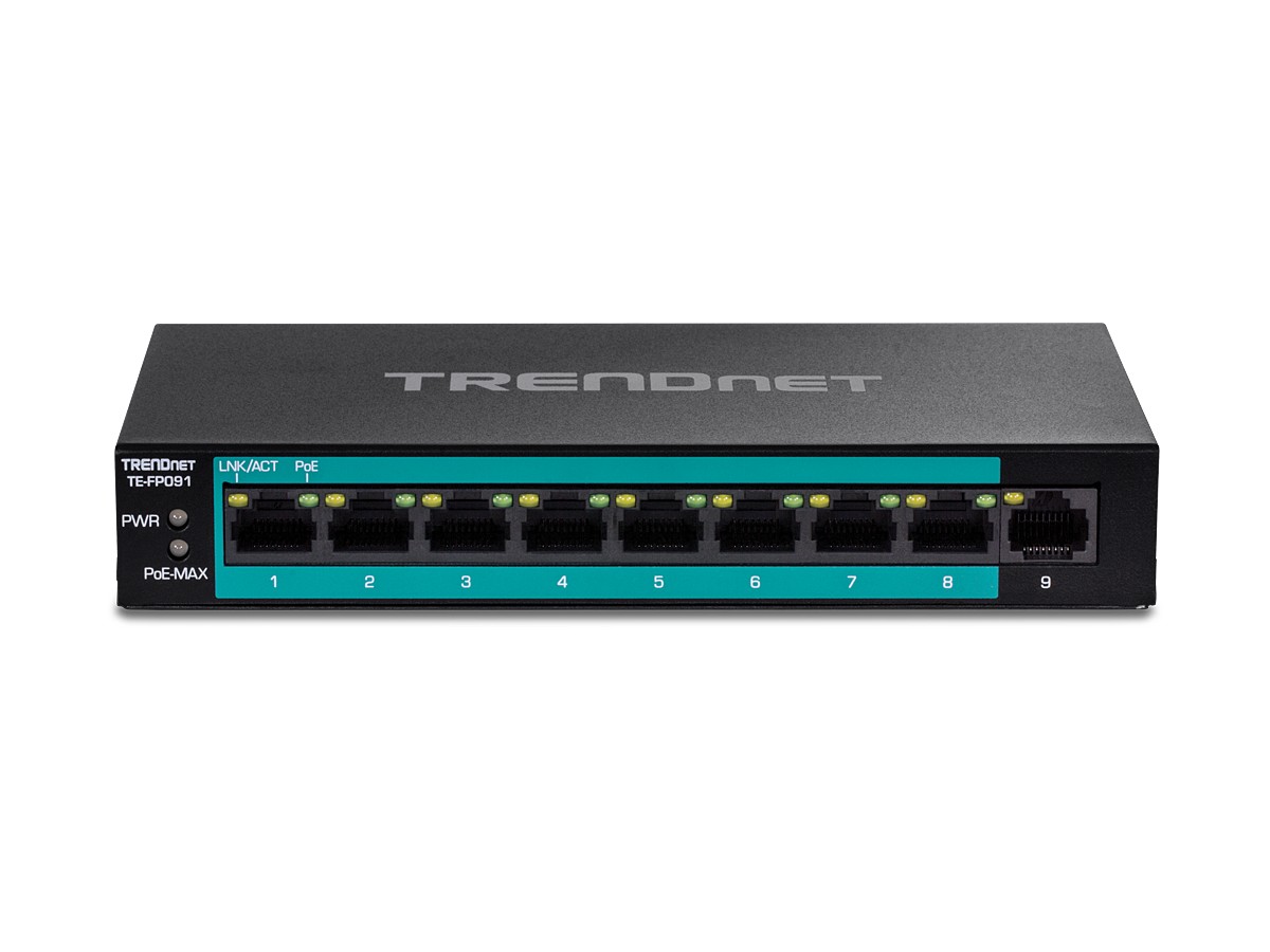 Switch 8 porturi Fast Ethernet Long Range 250m PoE+ 60W, 1 port Fast Ethernet - TRENDnet