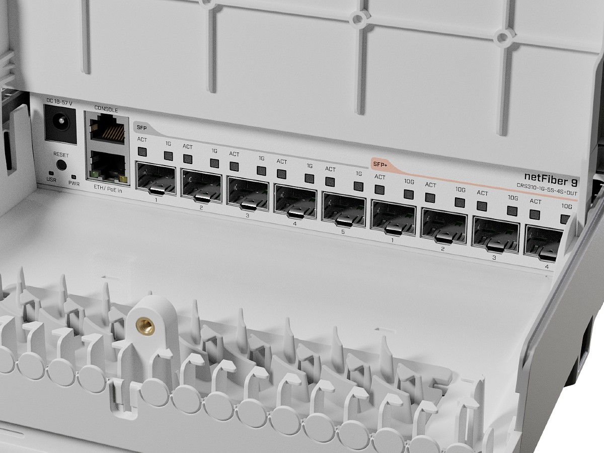 Switch netFiber 9, 4 x SFP+ 10G, 5 x SFP 1G, 1 x Gigabit (PoE-In), outdoor